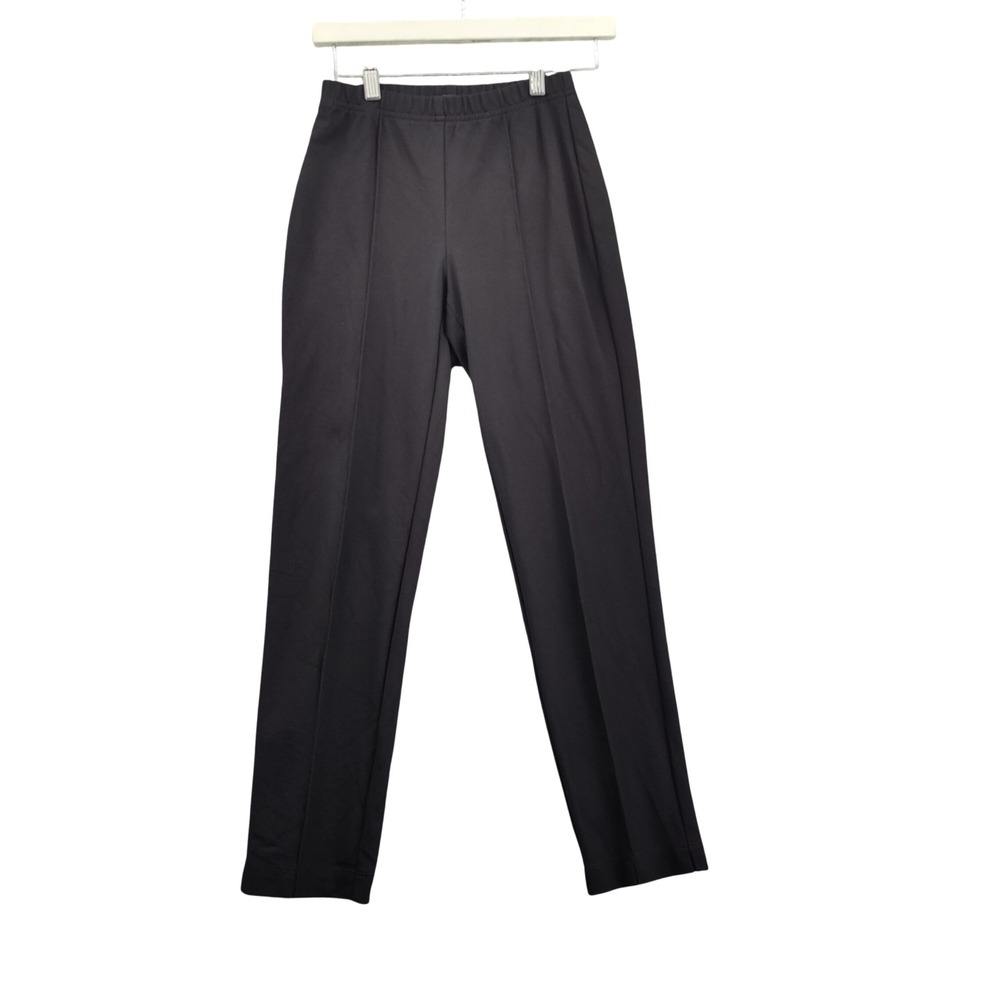 St. John Womens Quiet Luxury Minimalist Pants 2 Black Pintuck Slim Leg Trousers